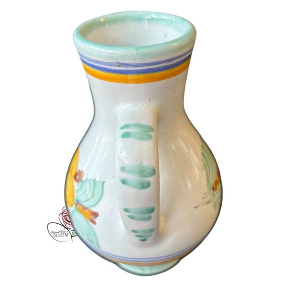 Hand-Painted Ceramic Pitcher Jug With Floral Design - Picture 3 of 7